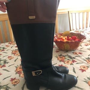 Size 7 black and brown knee high boots